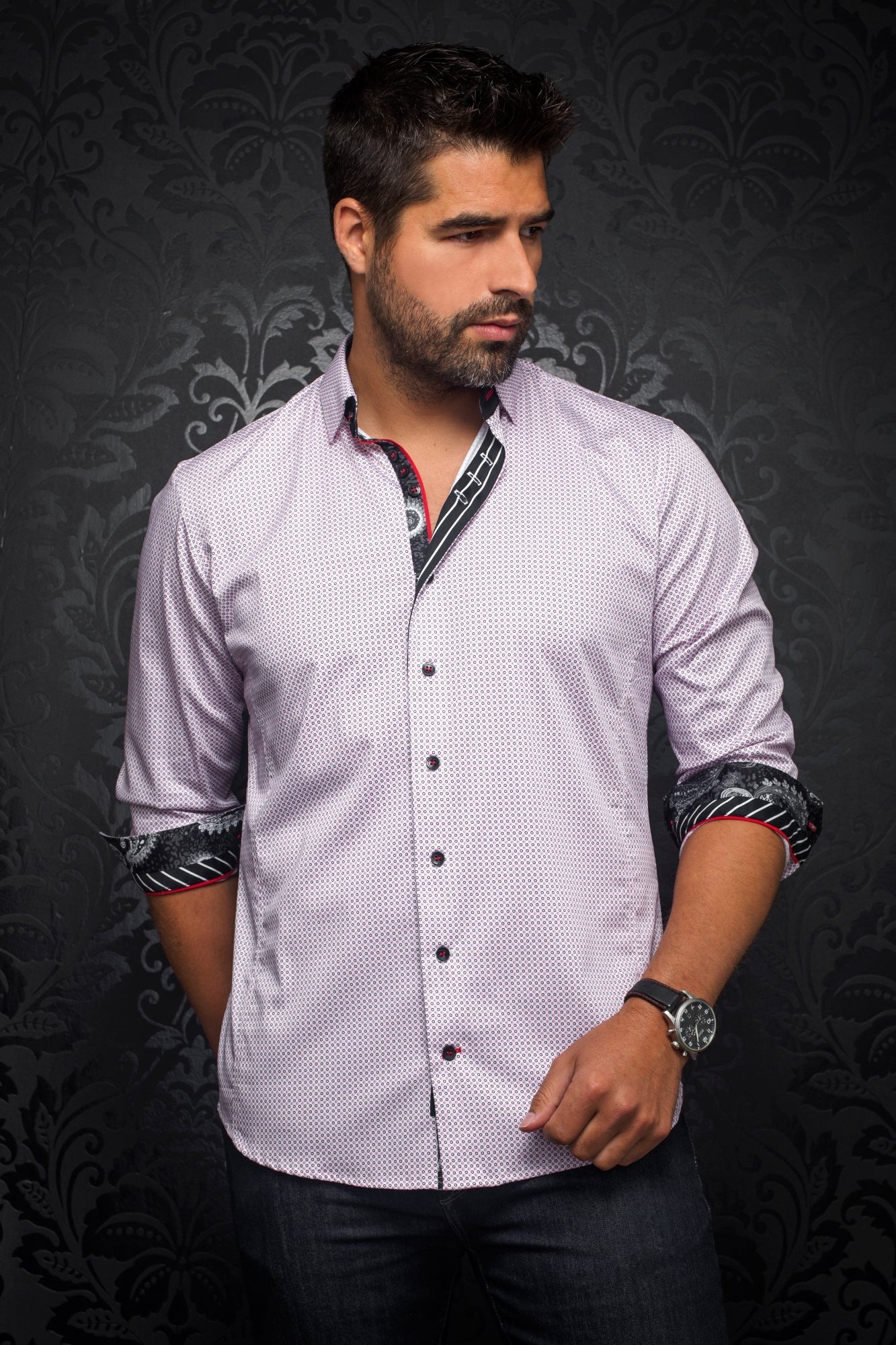 Chemise noir et rose homme hot sale