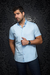 Chemise manches courtes en Knit pour homme par Au Noir | ALEX (SS) SLD Bleu Clair | Machemise.ca, inventaire complet de la marque Au Noir