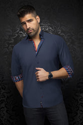 Chemise manches longues pour homme par Au Noir | BALLERINI Bleu Marine | Machemise.ca, inventaire complet de la marque Au Noir