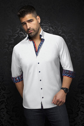 Chemise manches longues pour homme par Au Noir | BALLERINI Blanc Marine | Machemise.ca, inventaire complet de la marque Au Noir