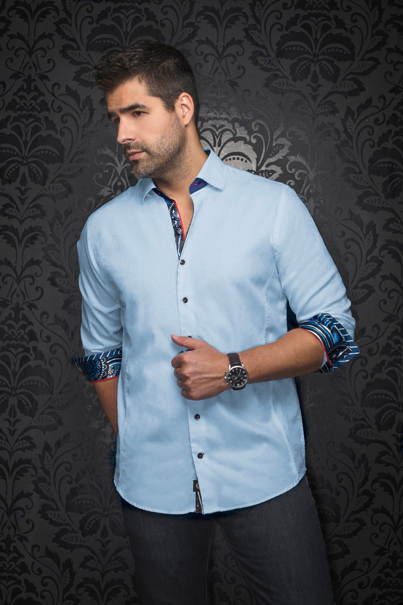 Chemise manches longues pour homme par Au Noir | DOMINION Bleu Clair | Machemise.ca, inventaire complet de la marque Au Noir