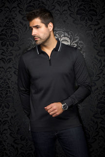 Polo manches longues pour homme par Au Noir | FEDERICO Noir | Machemise.ca, inventaire complet de la marque Au Noir