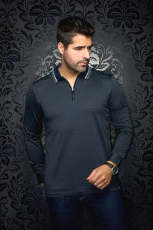 Polo manches longues pour homme par Au Noir | FEDERICO Olive | Machemise.ca, inventaire complet de la marque Au Noir