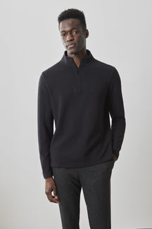 Chandail manches longues avec zip pour homme par Robert Barakett | Karuna RB41462 BLK | Machemise.ca, vêtements mode pour hommes