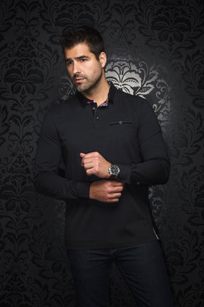 Polo manches longues pour homme par Au Noir | VERNER Noir Gris | Machemise.ca, inventaire complet de la marque Au Noir