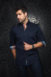 Chemise manches longues pour homme par Au Noir | WOLVERIN JACQUARD Bleu Marine | Machemise.ca, inventaire complet de la marque Au Noir