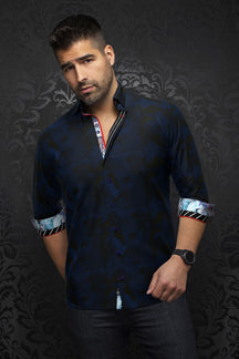 Chemise manches longues en Knit pour homme par Au Noir | ABRAHAM Noir Royal | Machemise.ca, inventaire complet de la marque Au Noir