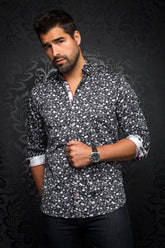 Chemise manches longues pour homme par Au Noir | SALVATORE Gris Noir/black | Machemise.ca, inventaire complet de la marque Au Noir